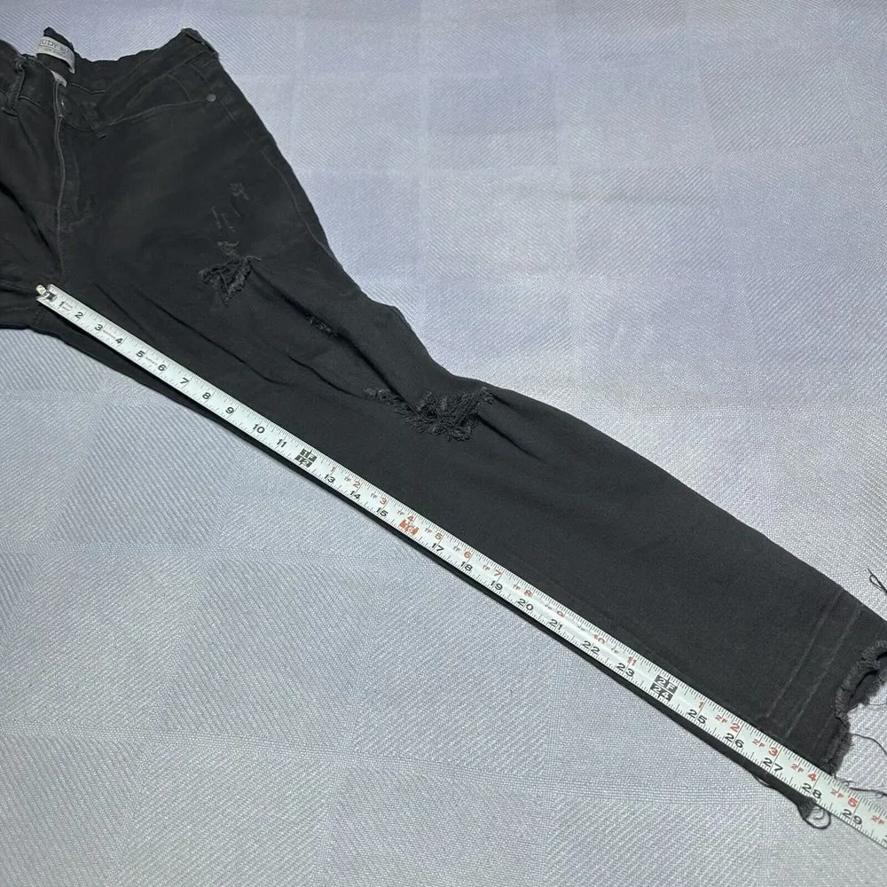 Judy Blue Distressed Frayed Hem Stretch Ripped Black‎ Jeans Women's Size 9/29